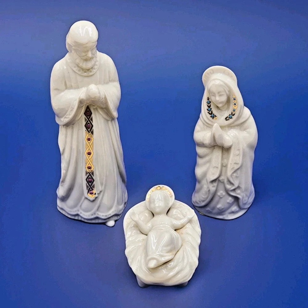 Lenox China Jewels Nativity Holy Family Joseph Mary Baby Jesus VTG 1993